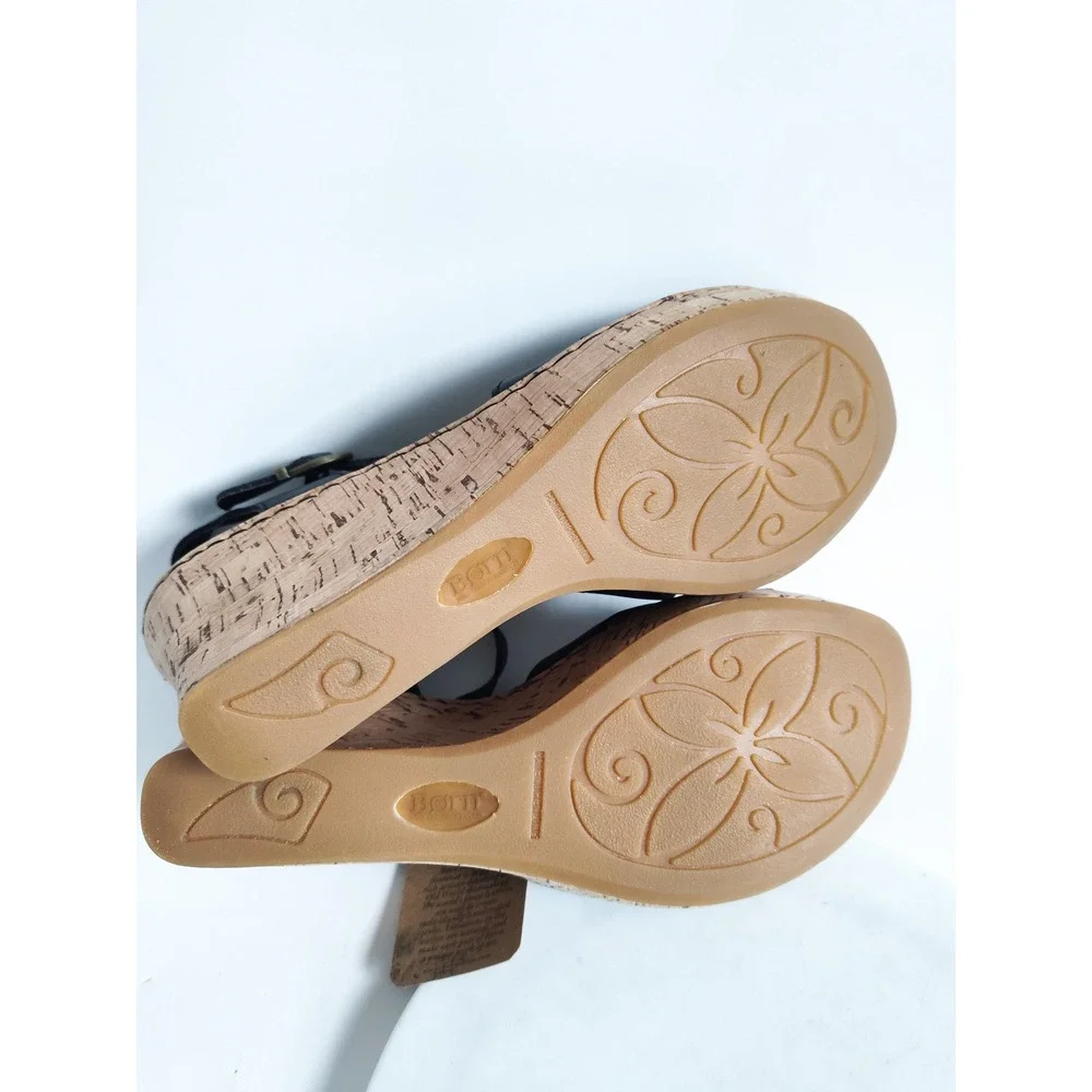 New Born Wedge Sandals 11‎ Leather Cork Ankle Strap Comfort Boho Preppy Travel